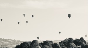 air balloons in sky over Bristol, UK