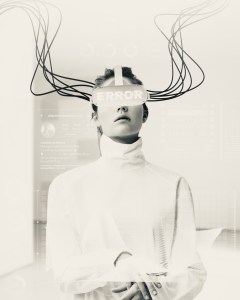 Woman wearing virtual reality headset